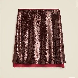 J crew cardinal burgundy Chiffon-lined sequin skirt